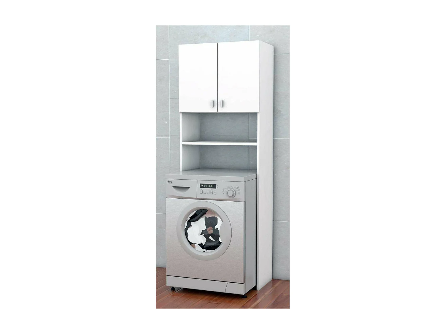 Mueble para lavadora en acabado blanco brillo 64 cm(ancho) 180 cm(altura) 36 cm(fondo)