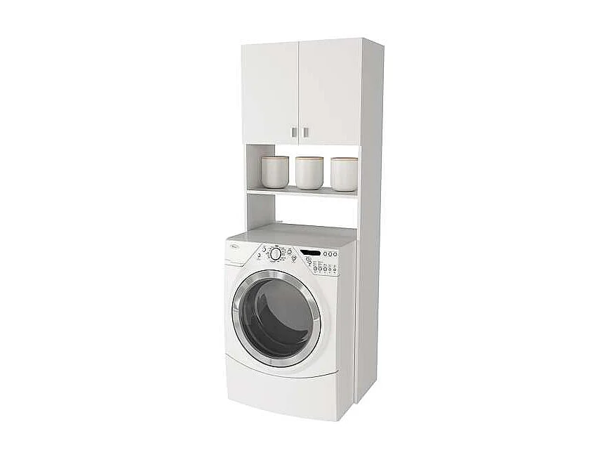 Mueble para lavadora en acabado blanco brillo 64 cm(ancho) 180 cm(altura) 36 cm(fondo)