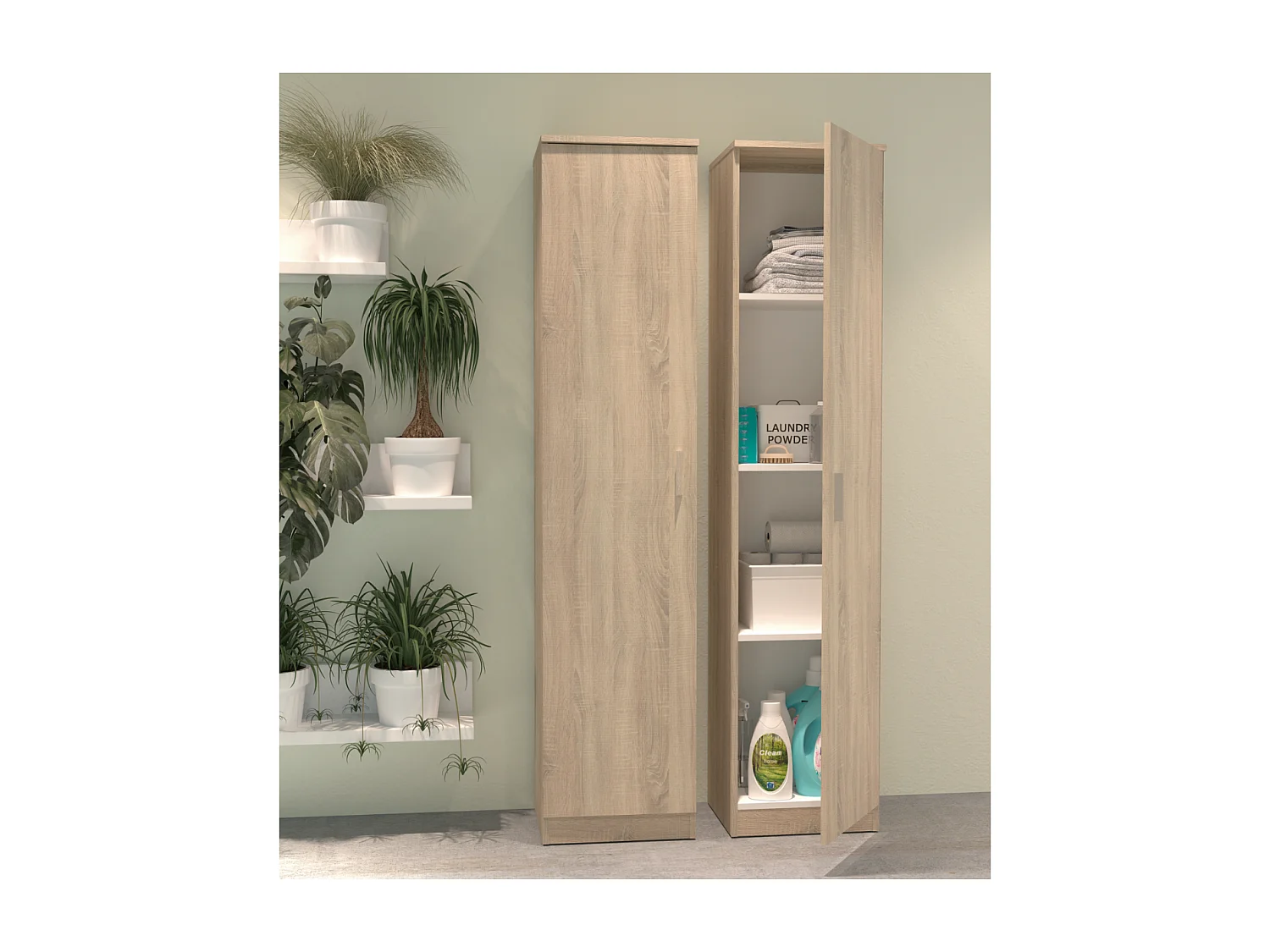 Armario multiusos Tibet acabado roble cambrian, 40 cm(ancho) 180 cm(altura) 35 cm(fondo)