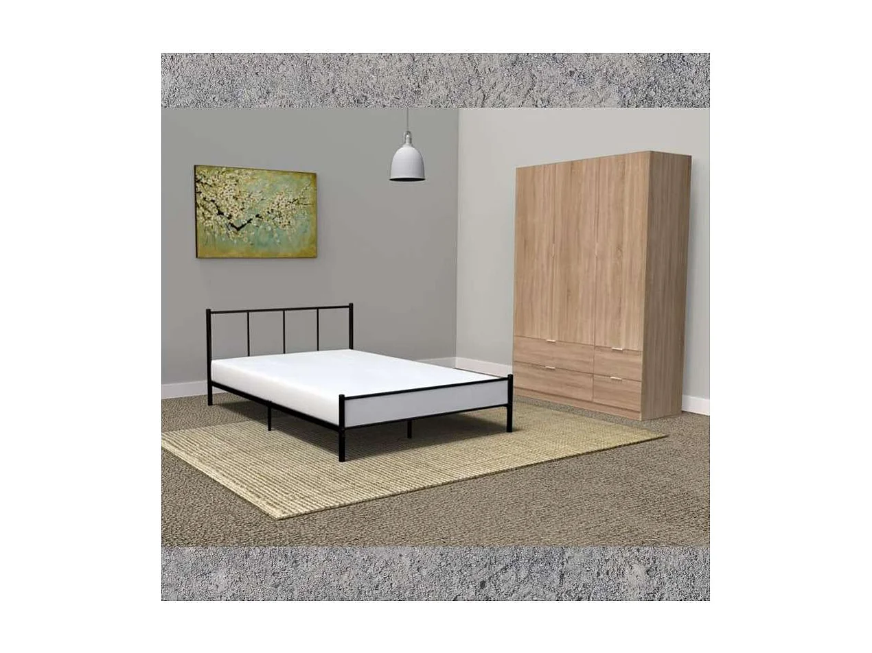 Armario 3 puertas abatibles 4 cajones acabado roble. 200cm(alto). 135cm(ancho). 52cm(fondo