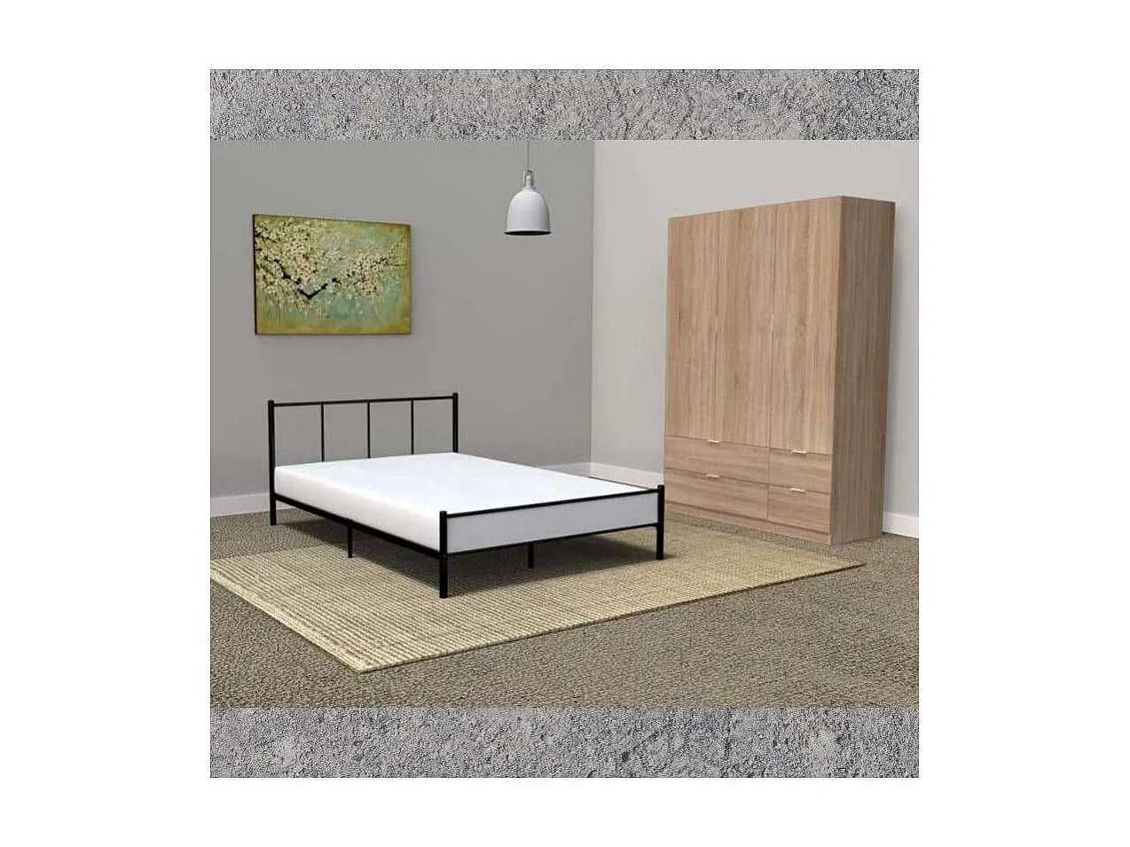 Armario 3 puertas abatibles 4 cajones acabado roble. 200cm(alto). 135cm(ancho). 52cm(fondo