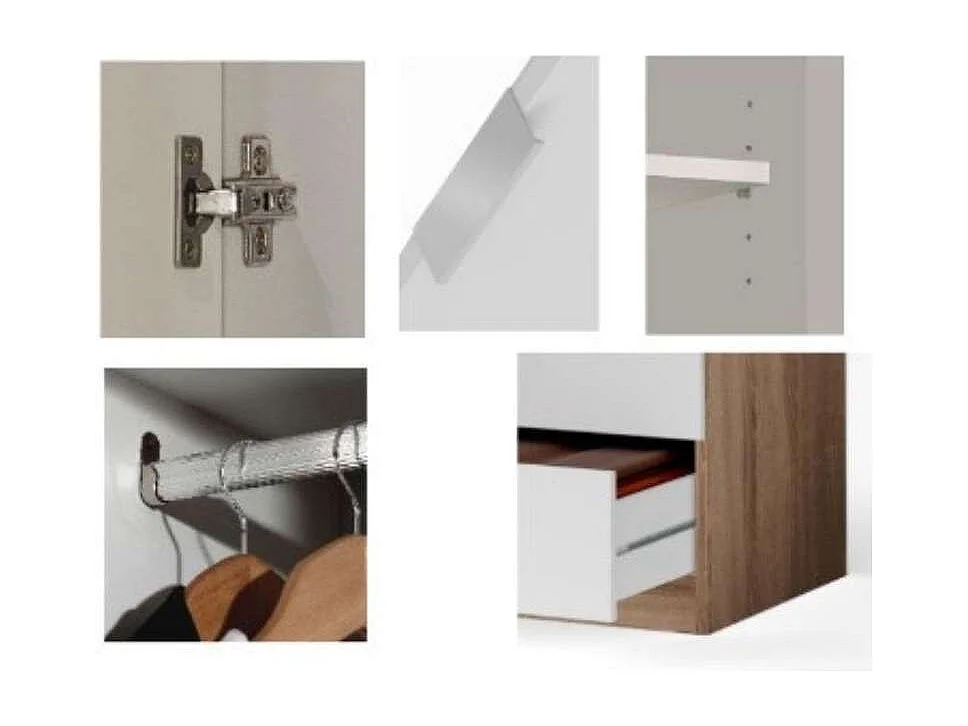 Armario 3 puertas abatibles 3 cajones acabado blanco. 180cm(alto). 121cm(ancho). 52cm(fond