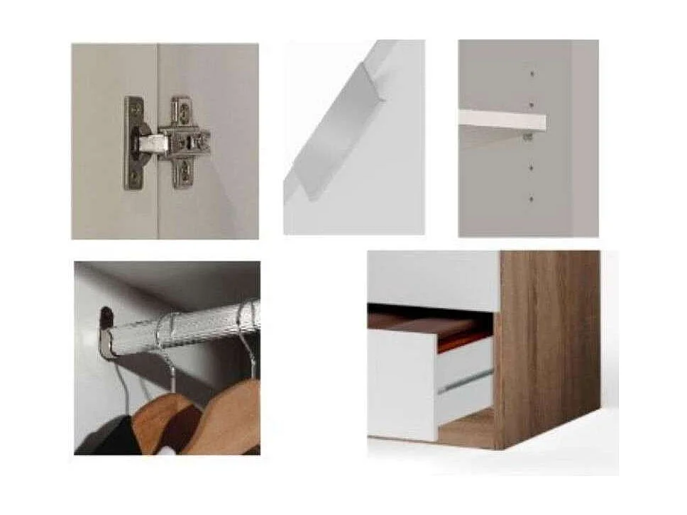 Armario 3 puertas abatibles 3 cajones acabado blanco. 180cm(alto). 121cm(ancho). 52cm(fond