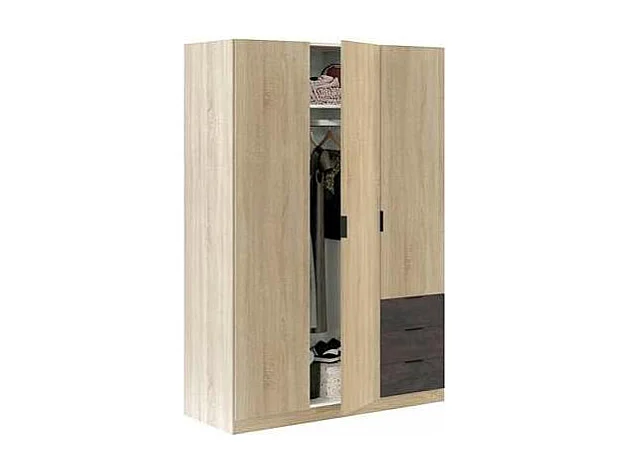 Armario 3 puertas abatibles 3 cajones acabado roble/oxido. 180cm(alto). 121cm(ancho). 52cm