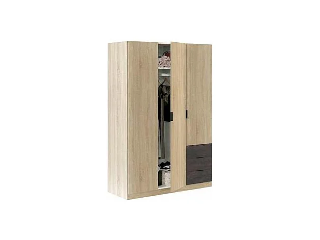 Armario 3 puertas abatibles 3 cajones acabado roble/oxido. 180cm(alto). 121cm(ancho). 52cm
