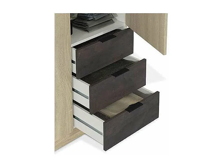 Armario 3 puertas abatibles 3 cajones acabado roble/oxido. 180cm(alto). 121cm(ancho). 52cm