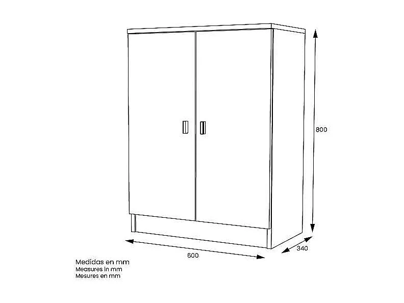 Armario bajo dos puertas Marbella color blanco 60 cm(ancho) 80 cm(altura) 34 cm(fondo)