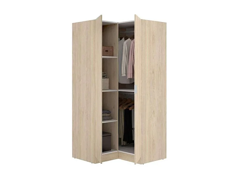 Armario ropero rincón puertas abatibles Jaén acabado natural, 184 cm(alto)90.5 cm(ancho)