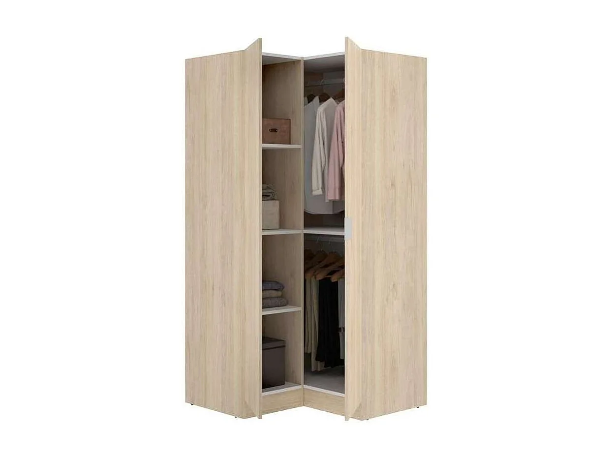 Armario ropero rincón puertas abatibles Jaén acabado natural, 184 cm(alto)90.5 cm(ancho)