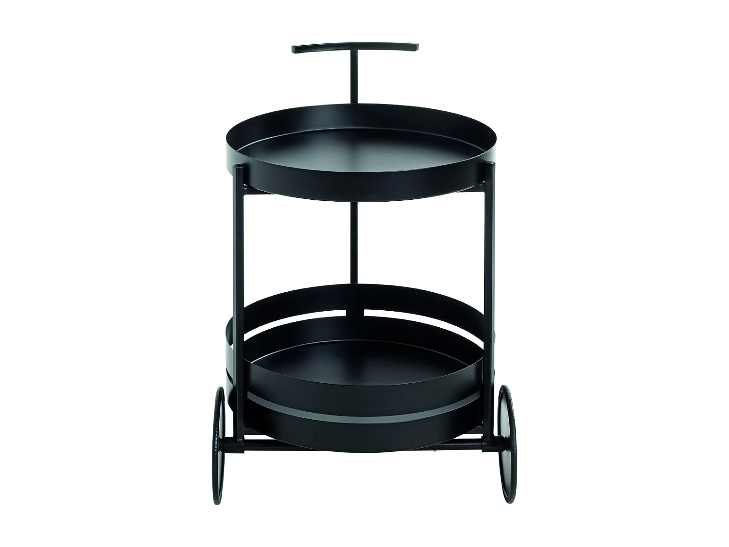 Chariot de cuisine, desserte en métal coloris noir  -  diamètre 42 x hauteur 62 cm