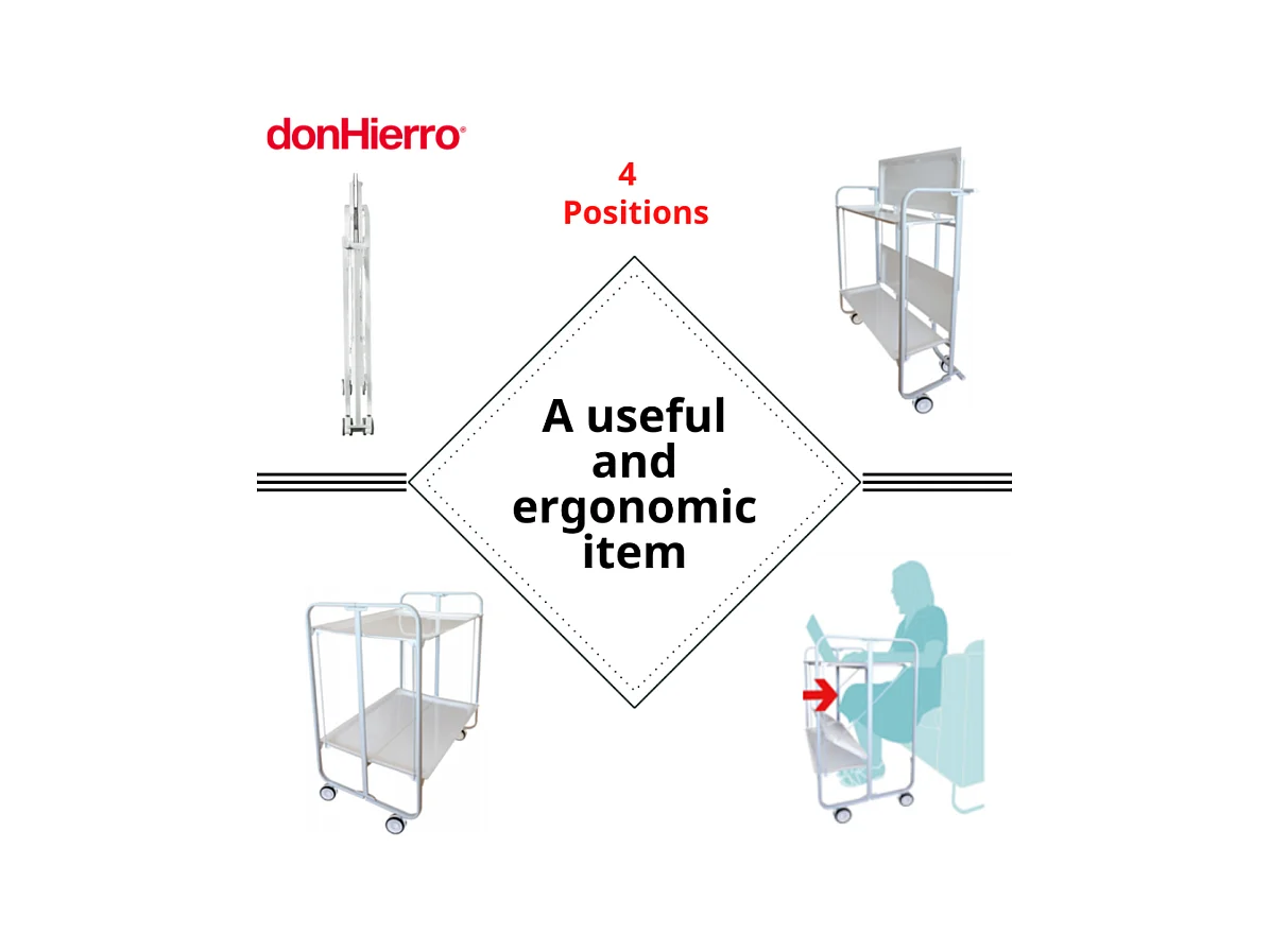 Servierwagen, klappbar, 2 Böden, weißer Rahmen - Laminatboden mit Blauer Fisch design  - 72*66*43 cm - BAUHAUS