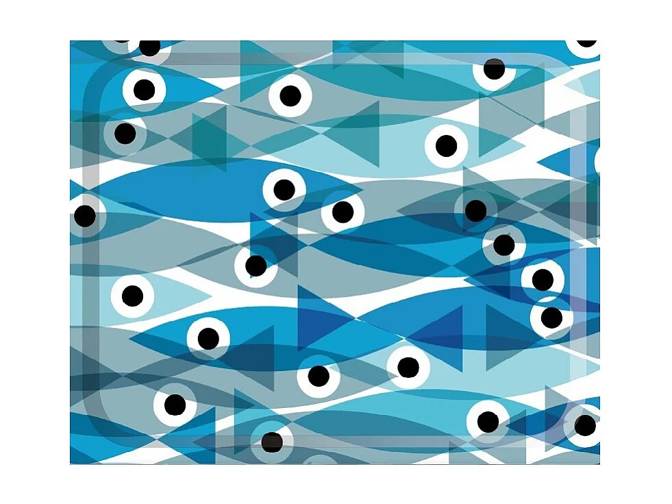 Carrito auxiliar plegable con ruedas - Estructura metálica blanca, 2 estantes laminados Decorado Peces azules – 72*66*43 cm - BAUHAUS