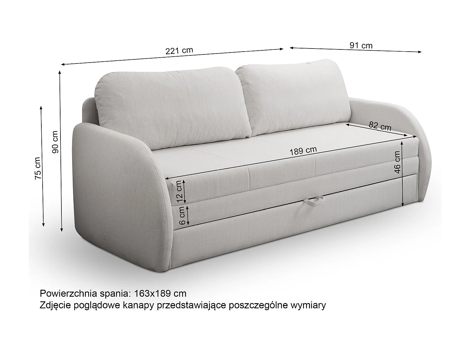 3-Sitzer-Sofa - Schlaffunktion und Bettkasten - hellgrau - DIEGO