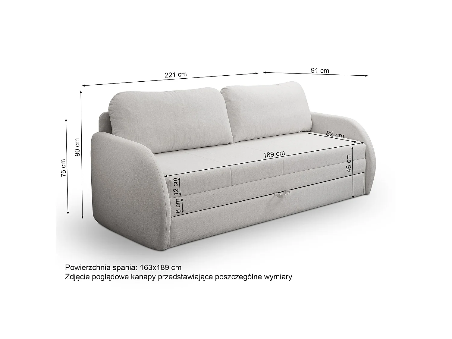 3-Sitzer-Sofa - Schlaffunktion und Bettkasten - hellgrau - DIEGO