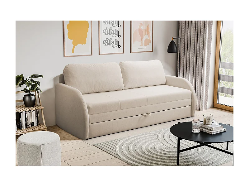 3-Sitzer-Sofa - Schlaffunktion und Bettkasten - hellbeige - DIEGO