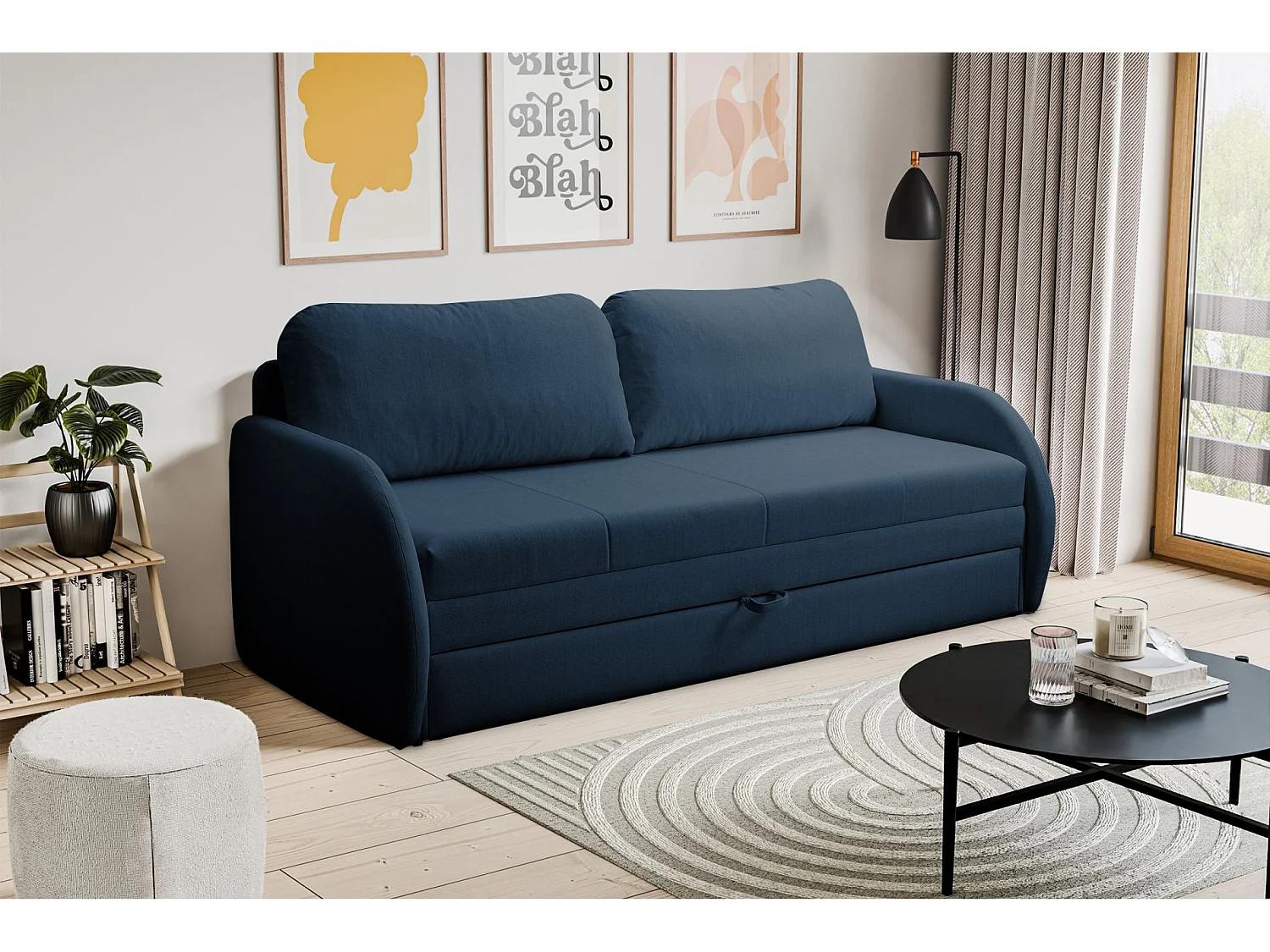 3-Sitzer-Sofa - Schlaffunktion und Bettkasten - dunkelblau - DIEGO