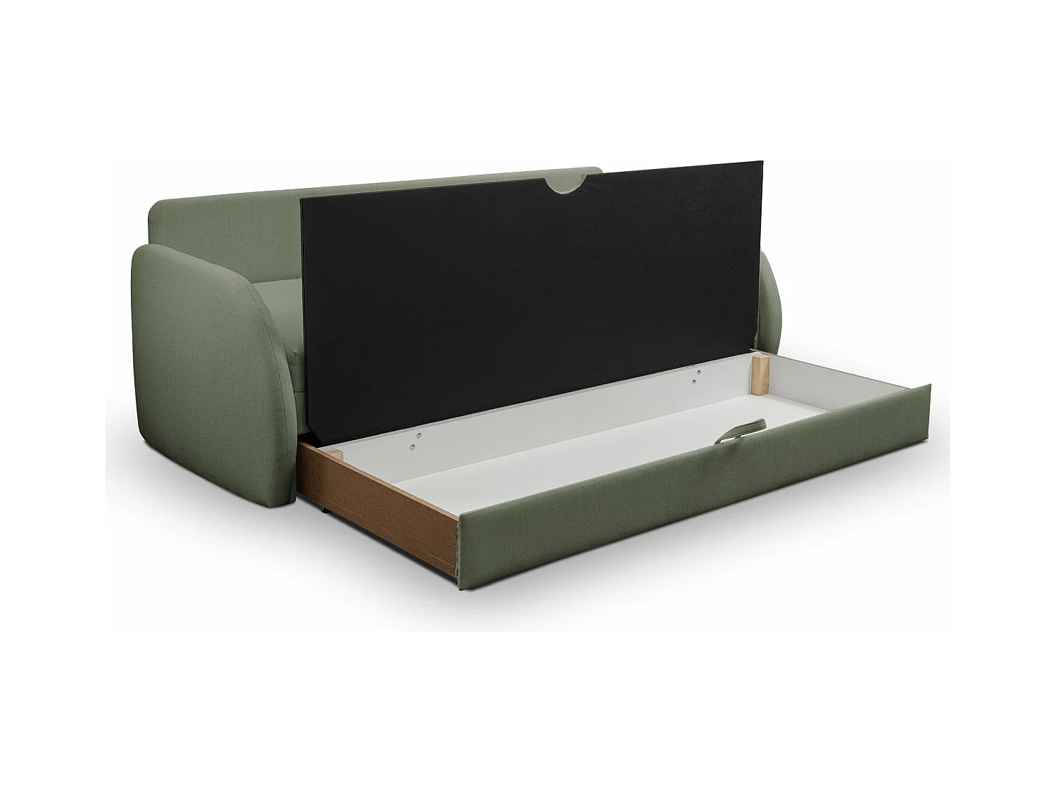 3-Sitzer-Sofa - Schlaffunktion und Bettkasten - salbeigrün - DIEGO