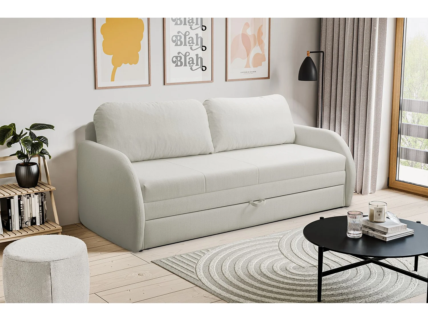 3-Sitzer-Sofa - Schlaffunktion und Bettkasten - creme - DIEGO