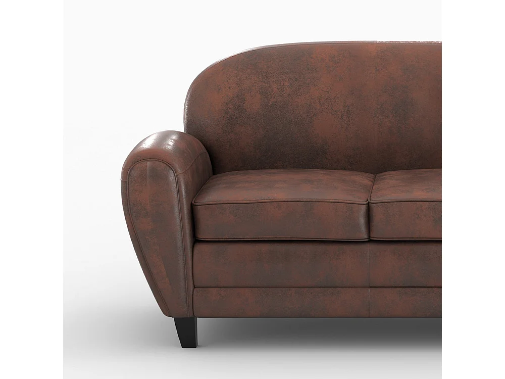 Ensemble canapé et fauteuil marron vieilli 4 places - Club