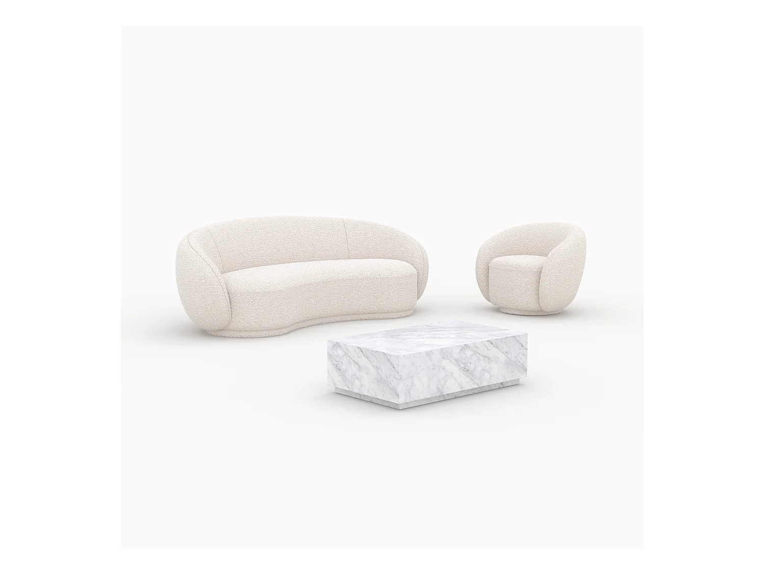 Ensemble canapé, fauteuil et table basse 4 personnes - Izaé