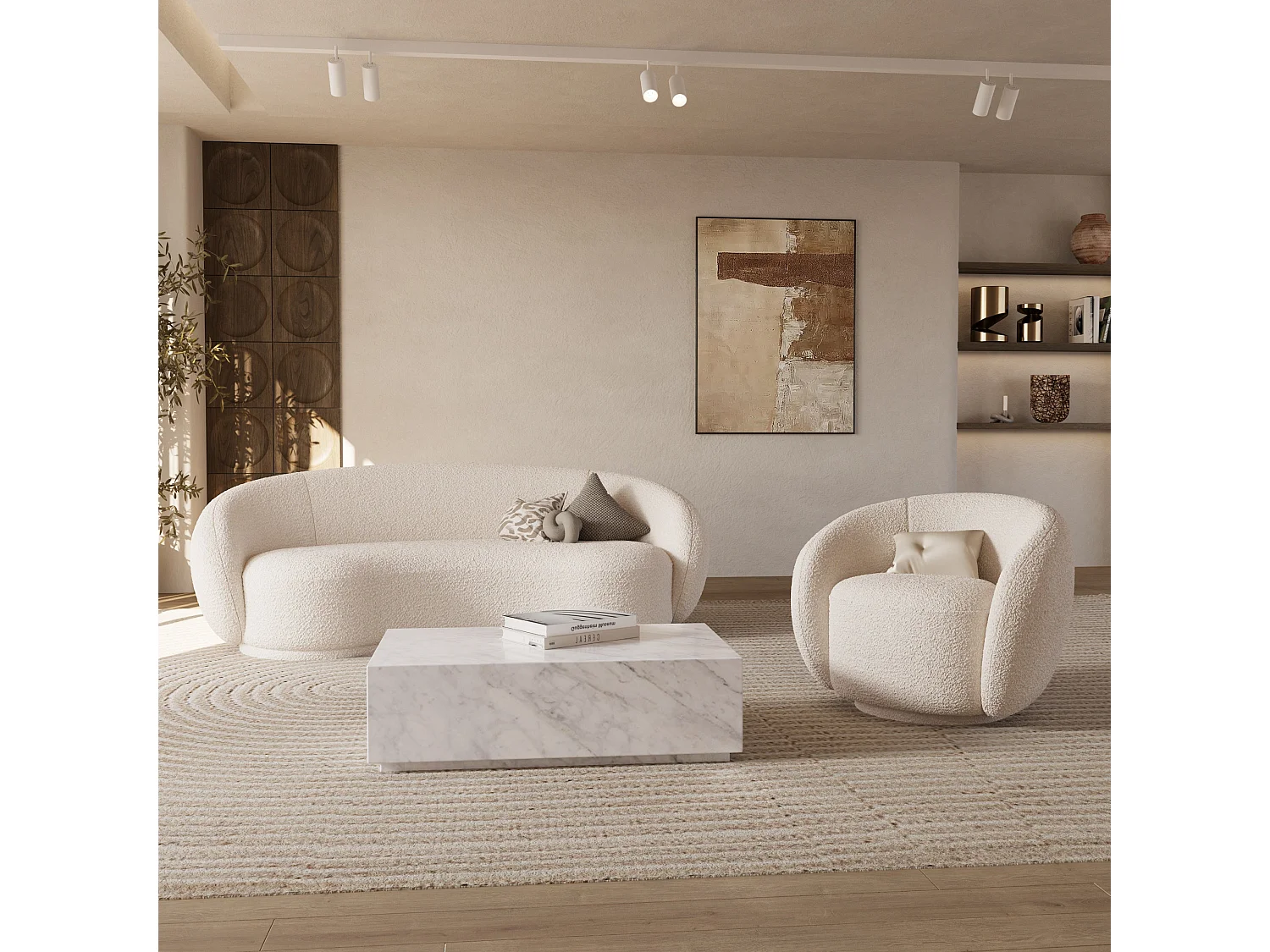 Ensemble canapé, fauteuil et table basse 4 personnes - Izaé