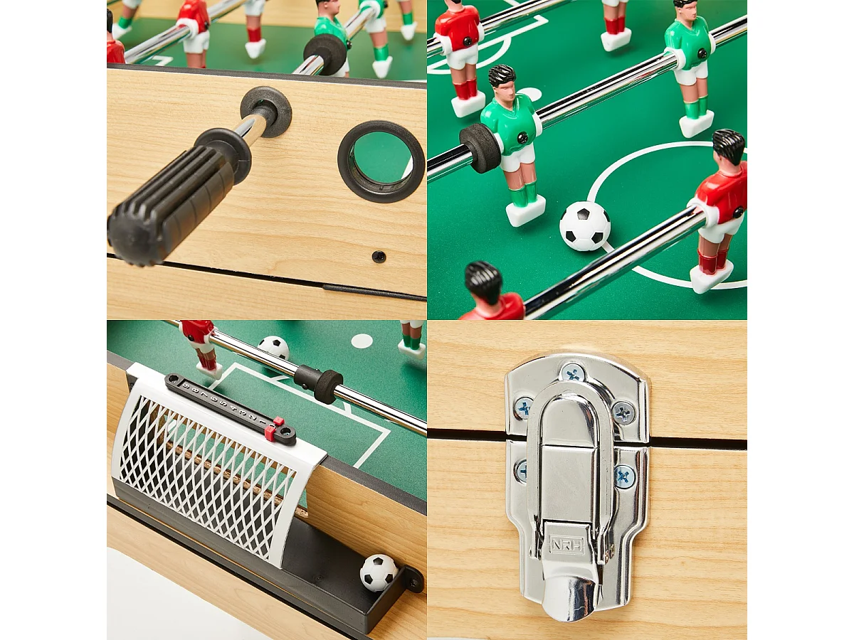 Table multi jeux 4 en 1 - Babyfoot barres télescopiques - Billard - Ping Pong - Hockey