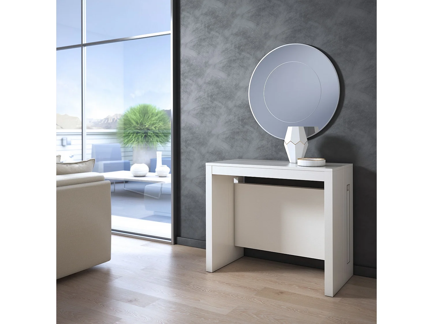 Table extensible - blanc - 90x45-190 cm - ROMA
