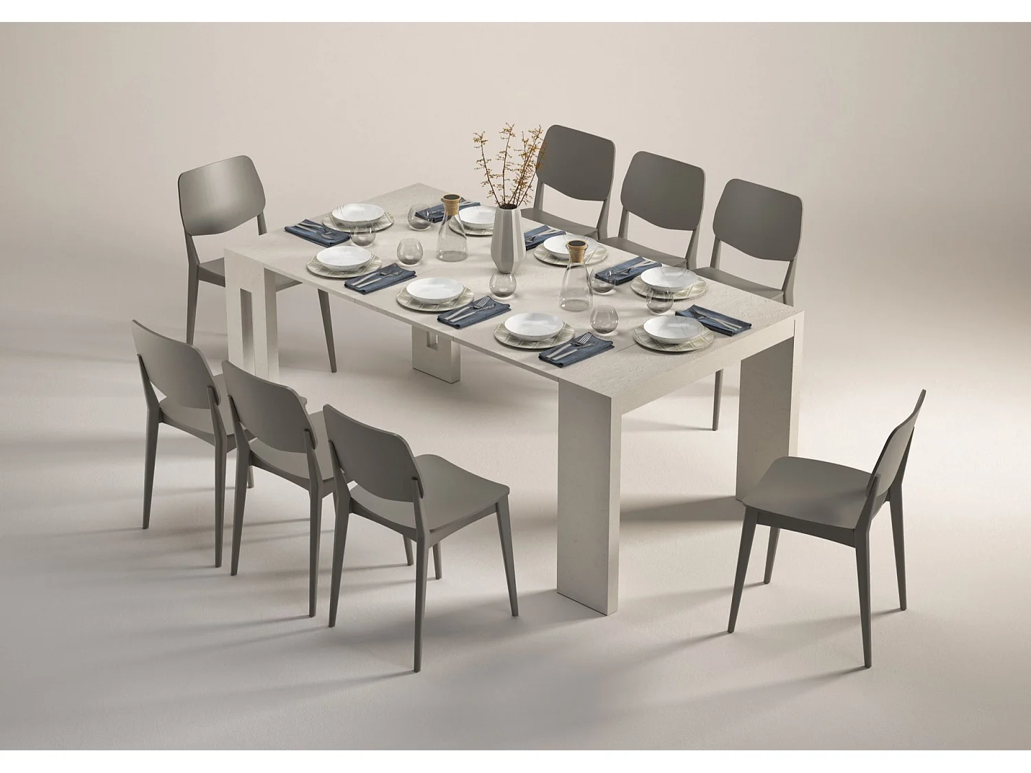 Table extensible - beige - 90x45-190 cm - ROMA