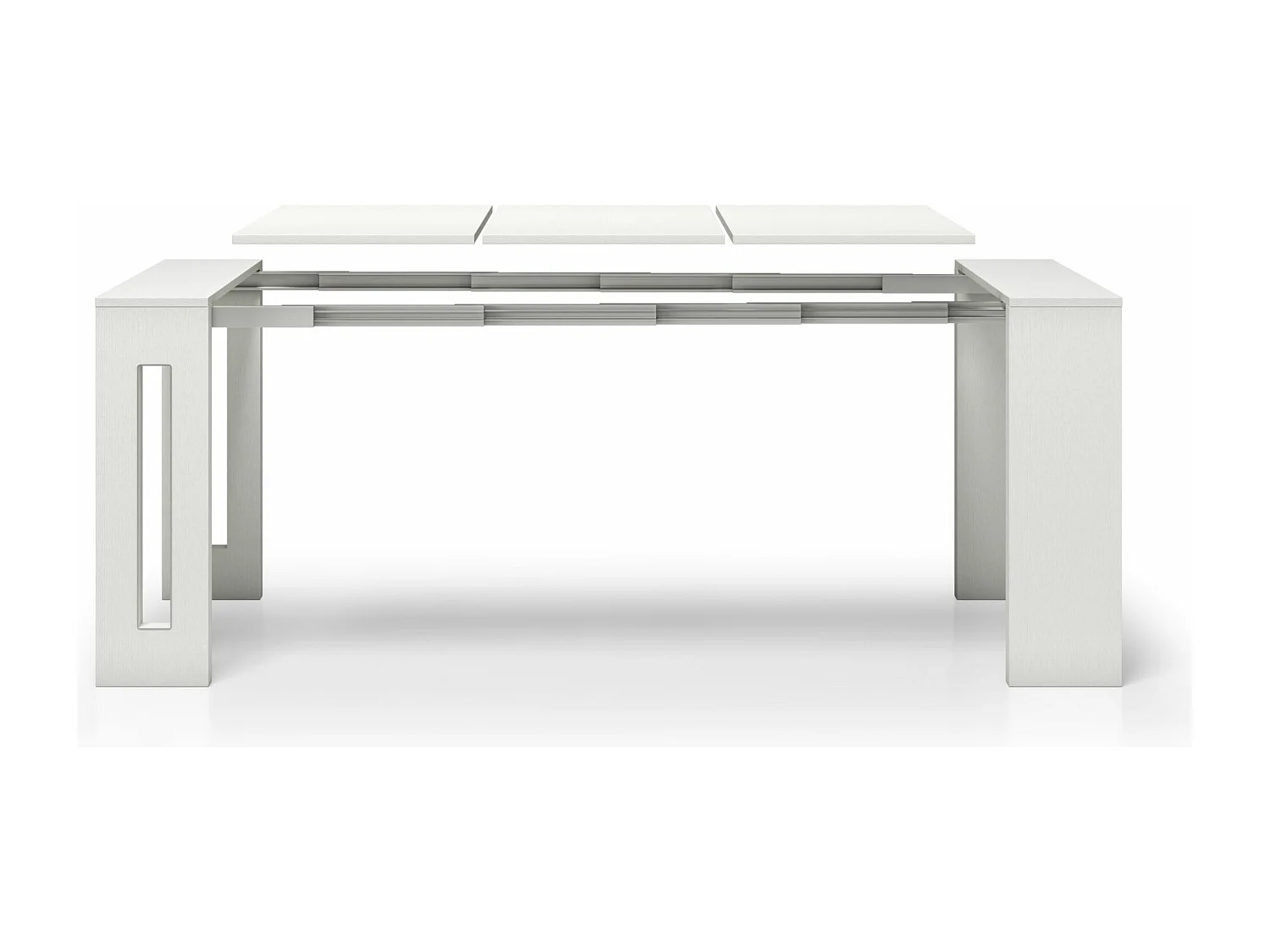 Ausziehbarer Esstisch - 3 Einlegeplatten - Nussbaum-Optik - 44 - 186 cm - ROMA