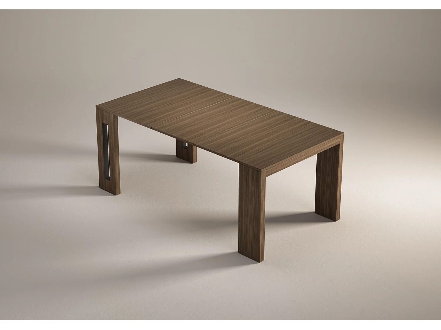 Ausziehbarer Esstisch - 3 Einlegeplatten - Nussbaum-Optik - 44 - 186 cm - ROMA