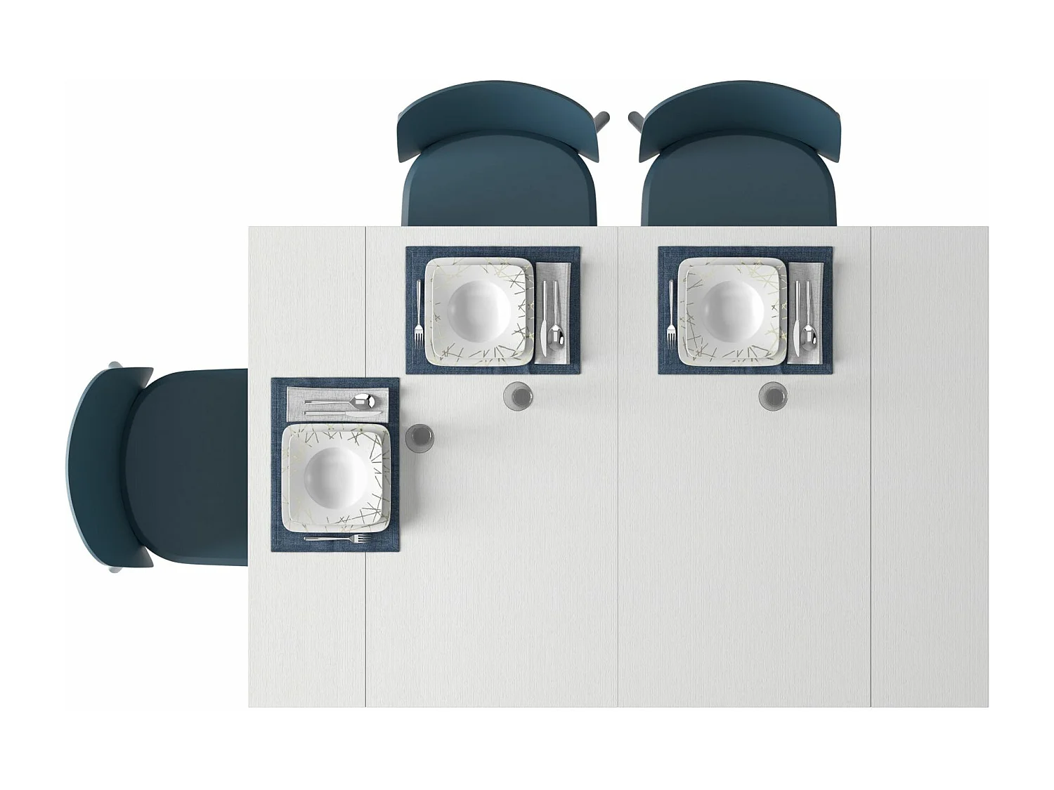 Ausziehbarer Esstisch - 3 Einlegeplatten - Nussbaum-Optik - 44 - 186 cm - ROMA