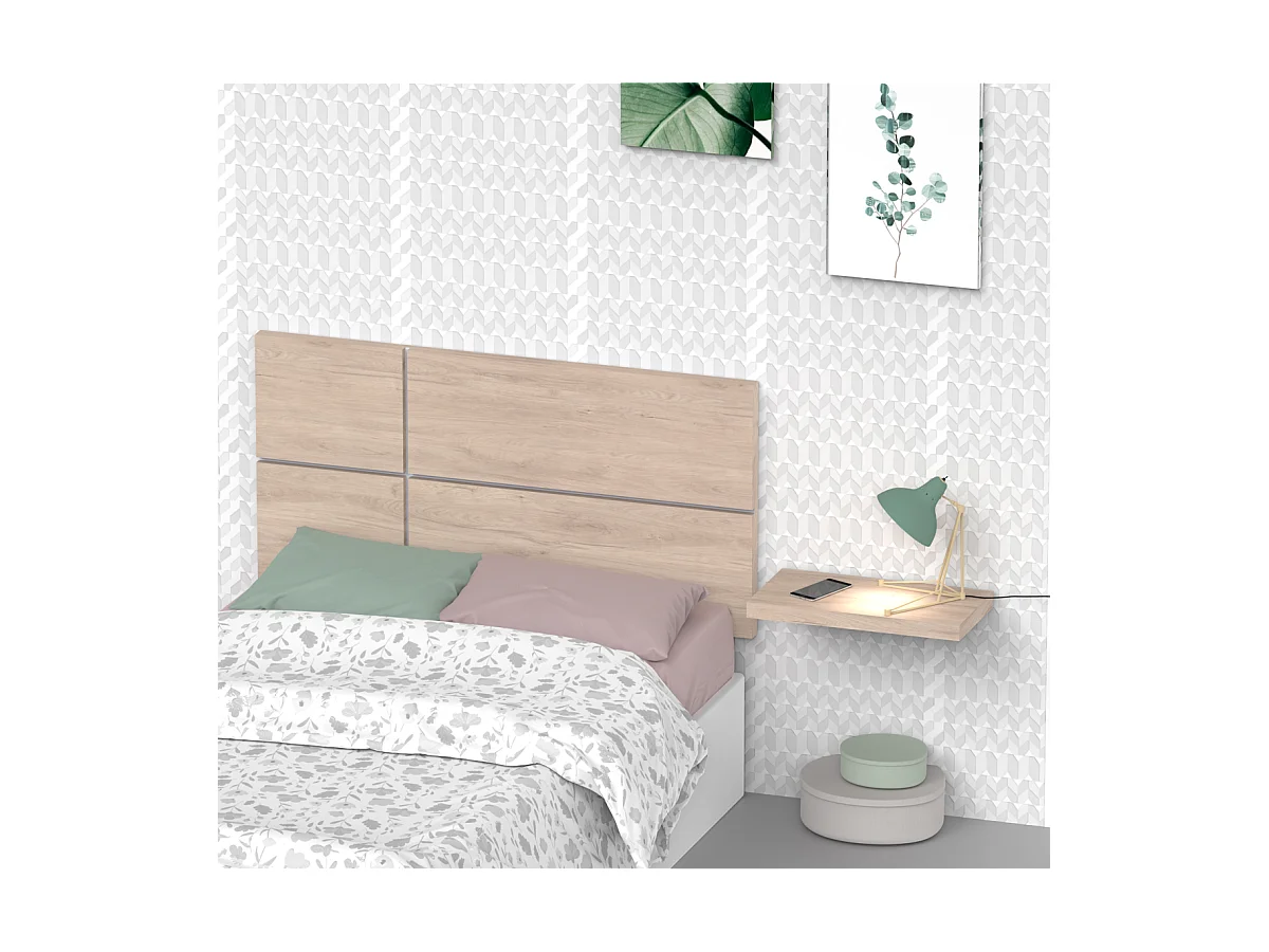 Cabecero juvenil Elsa acabado roble aurora, 50 cm(altura)100 cm(ancho)