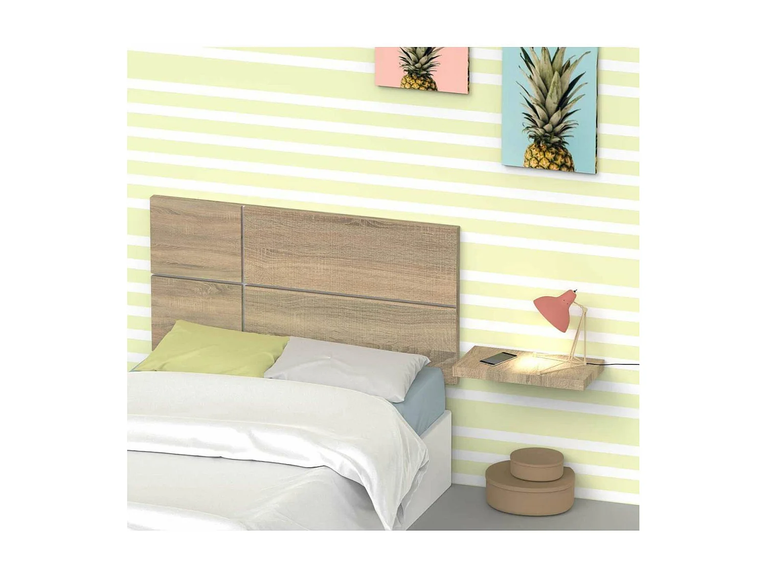 Cabecero juvenil Elsa acabado roble cambrian, 50 cm(altura)100 cm(ancho)