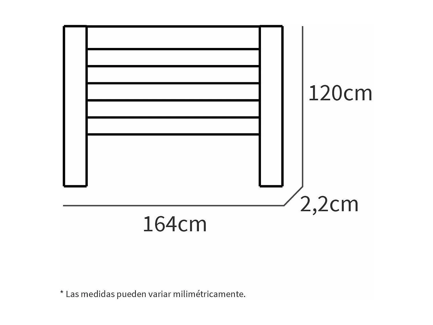 Cabecero para cama matrimonio Aroa acabado blanco, 120cm(altura) 164cm(ancho).