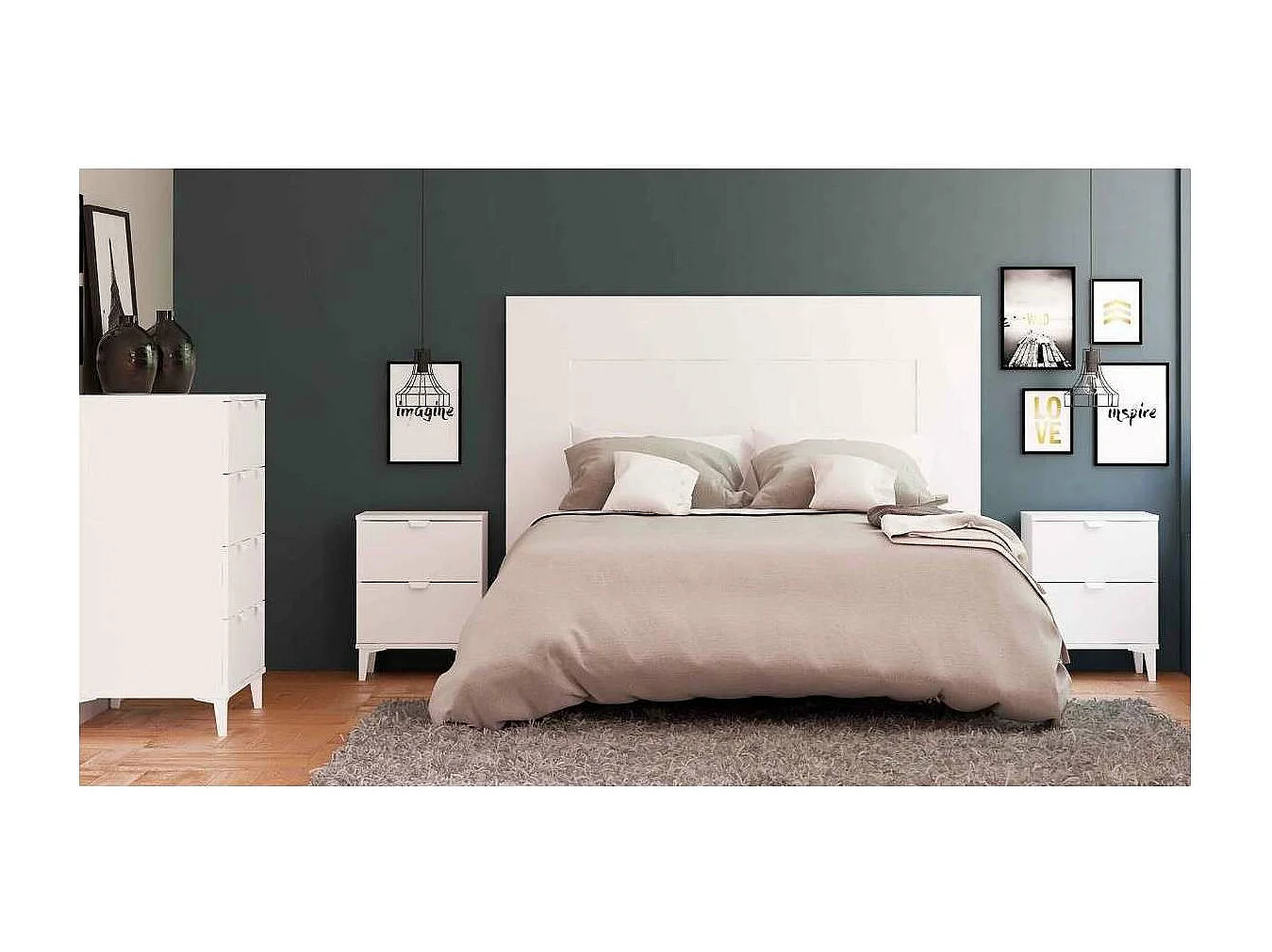 Cabecero Venus en color blanco poro. 130 cm(alto)160cm(ancho)