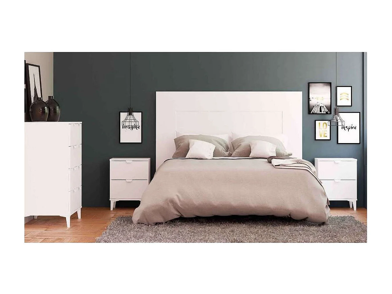 Cabecero Venus en color blanco poro. 130 cm(alto)160cm(ancho)