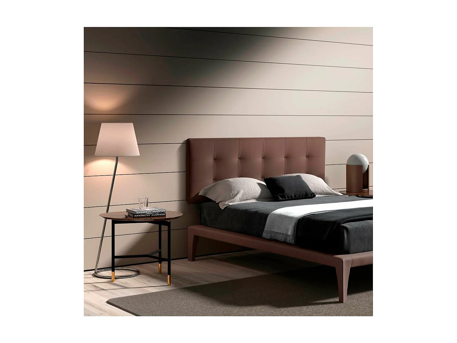 Cabecero Mila para colchón de 150cm acabado marrón chocolate, 160cm(ancho) 60cm(alto) 9c