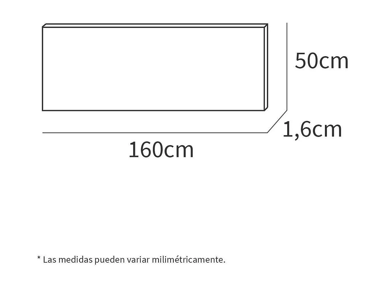 Cabecero Camila en acabado de color roble 50 cm(alto)160 cm(ancho)