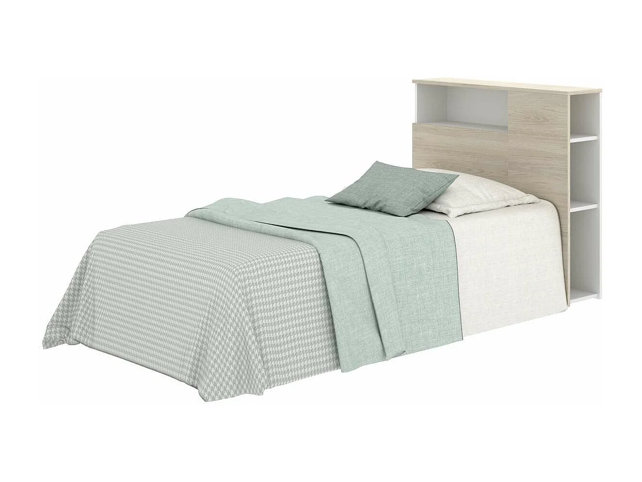 Cabecero estantería juvenil Tamesis acabado natural/blanco, 95cm(alto) 97cm(ancho) 23.5cm