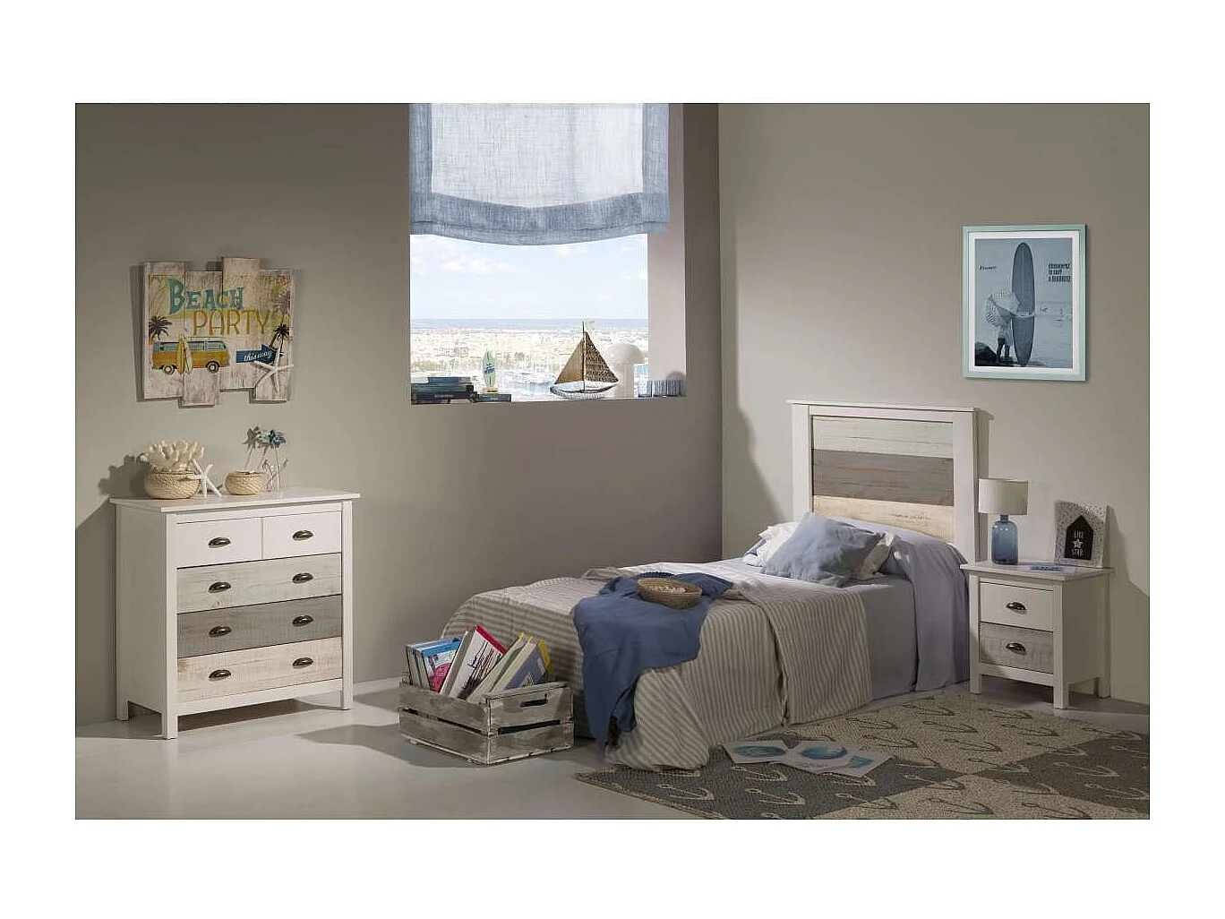 Cabecero juvenil modelo Amor acabado multicolor, 105cm(Ancho) 4cm(Fondo) 112cm(Alto).