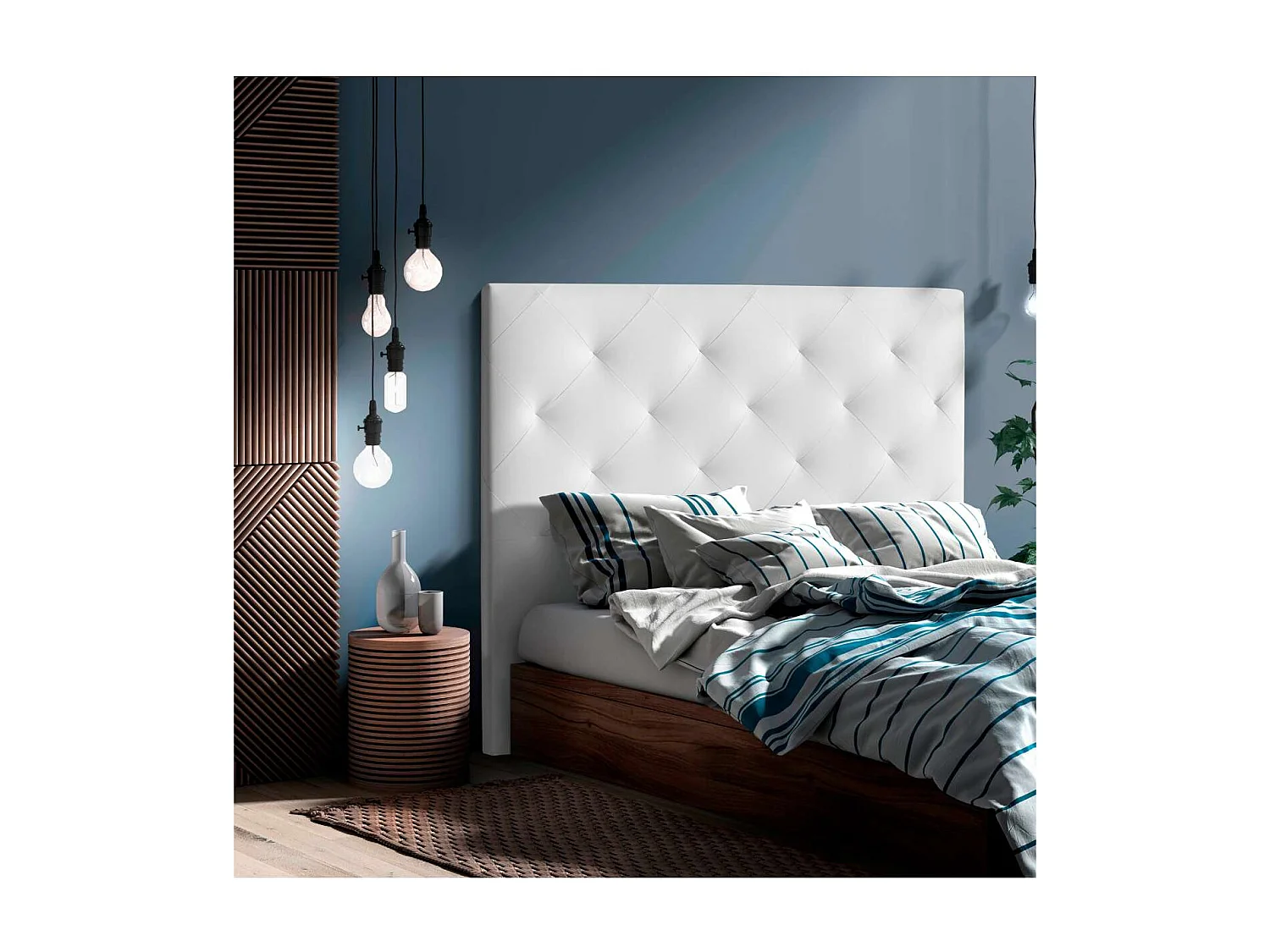 Cabecero Nadia para colchón de 135/140cm tapizado blanco, 150cm(ancho) 120cm(alto) 9cm(fo