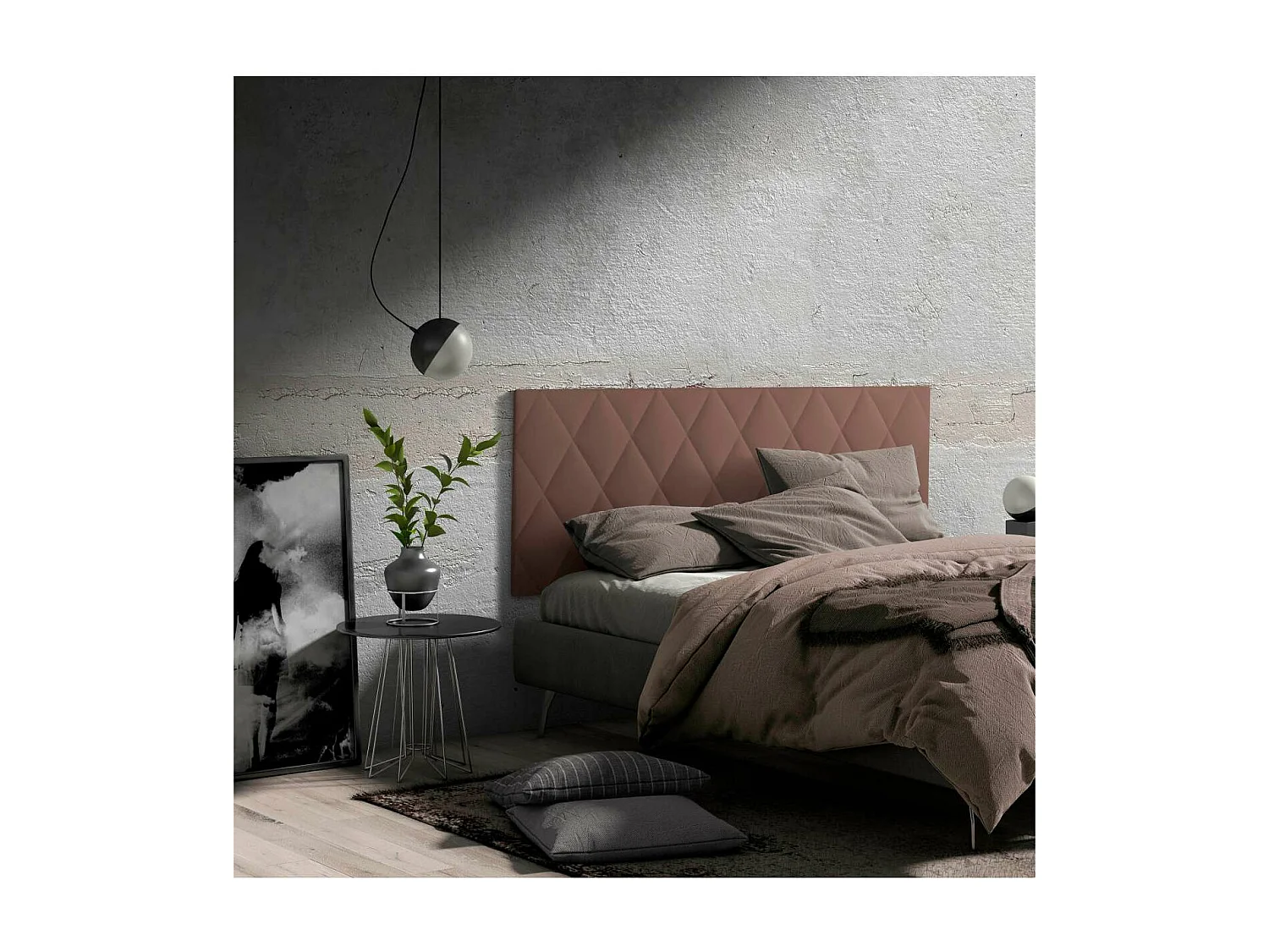 Cabecero juvenil Melania tapizado marrón, 90cm(ancho) 60cm(alto) 3.5cm(fondo)