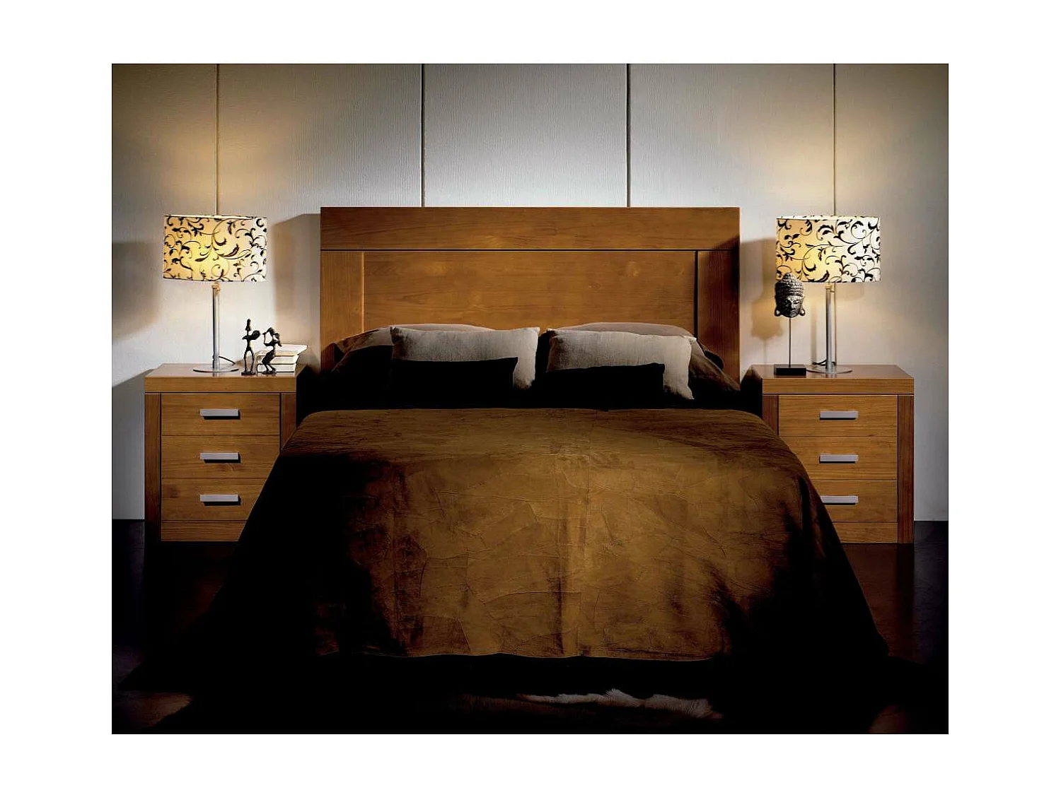 Cabecero madera maciza en acabado de madera de cerezo 110 cm(alto)145 cm(ancho)