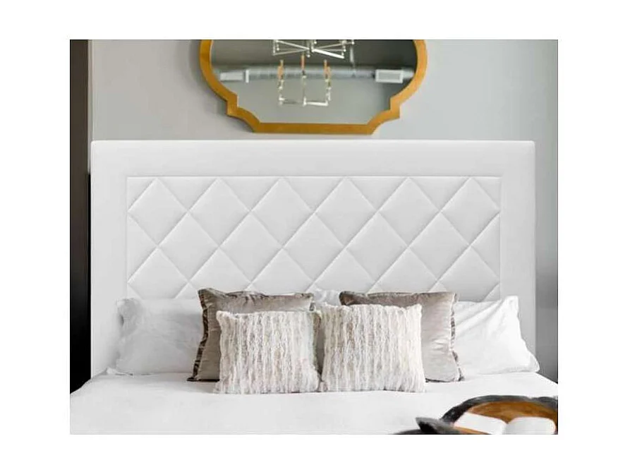 Cabecero Romo tapizado en polipiel Azahar 00 blanco. 125cm(alto), 145cm(ancho), 7cm(fondo)