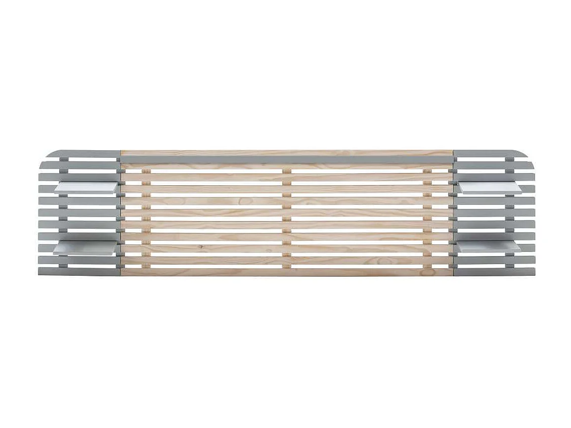 Cabecero Dama para cama matrimonio acabado cera blanca/gris fondo: 23.4 cm  Ancho: 240 cm