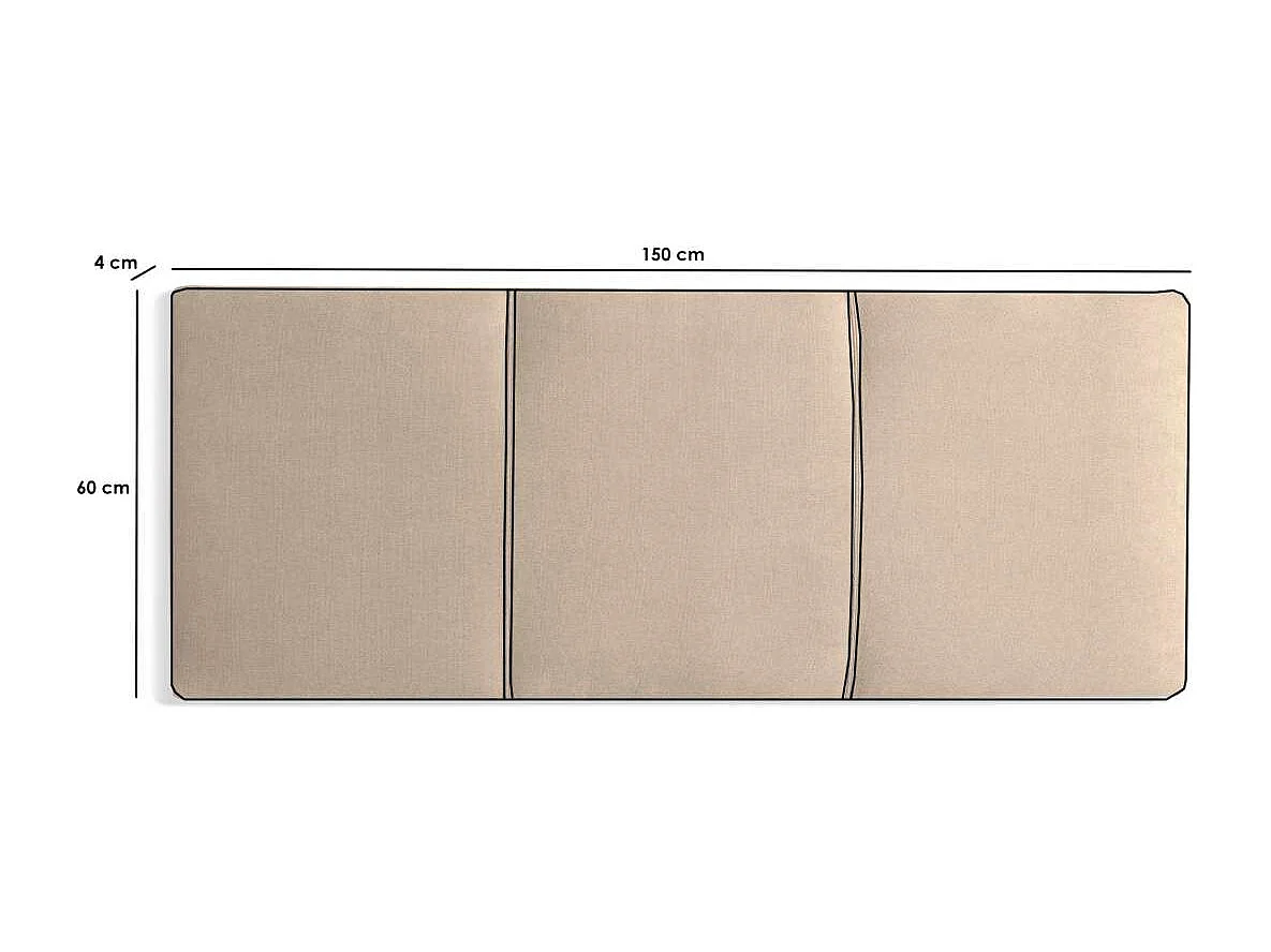 Cabecero para colchón 135/140cm Maite tapizado beige, 150cm(ancho) 60cm(alto) 4cm(fondo)