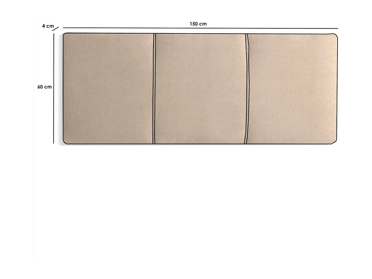 Cabecero para colchón 135/140cm Maite tapizado beige, 150cm(ancho) 60cm(alto) 4cm(fondo)