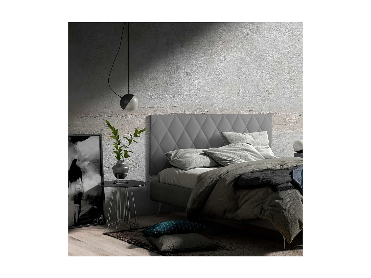 Cabecero para colchón de 150cm Maya tapizado gris, 160cm(ancho) 60cm(alto) 3.5cm(fondo)