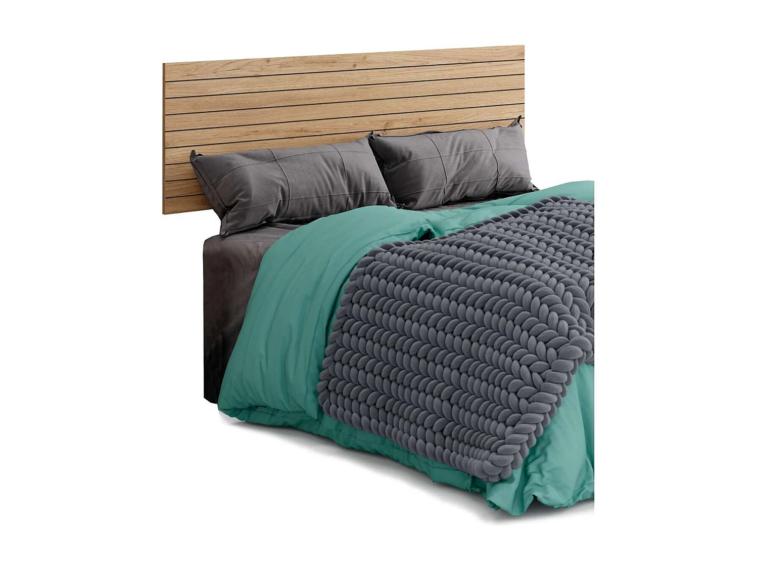 Cabecero Camila rayas en acabado de color roble gold, 50cm(alto) 160cm(ancho)