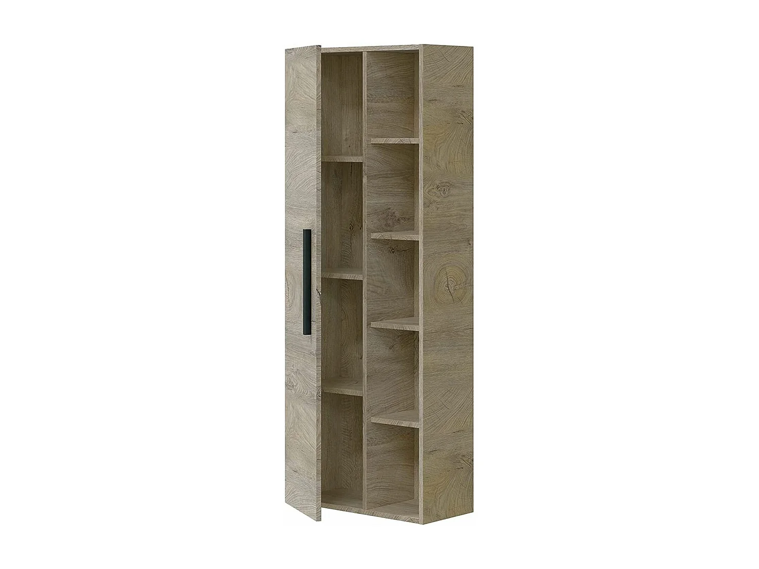 Columna suspendida Buñol para baño con una puerta y estantes acabado roble 135 cm(alto)